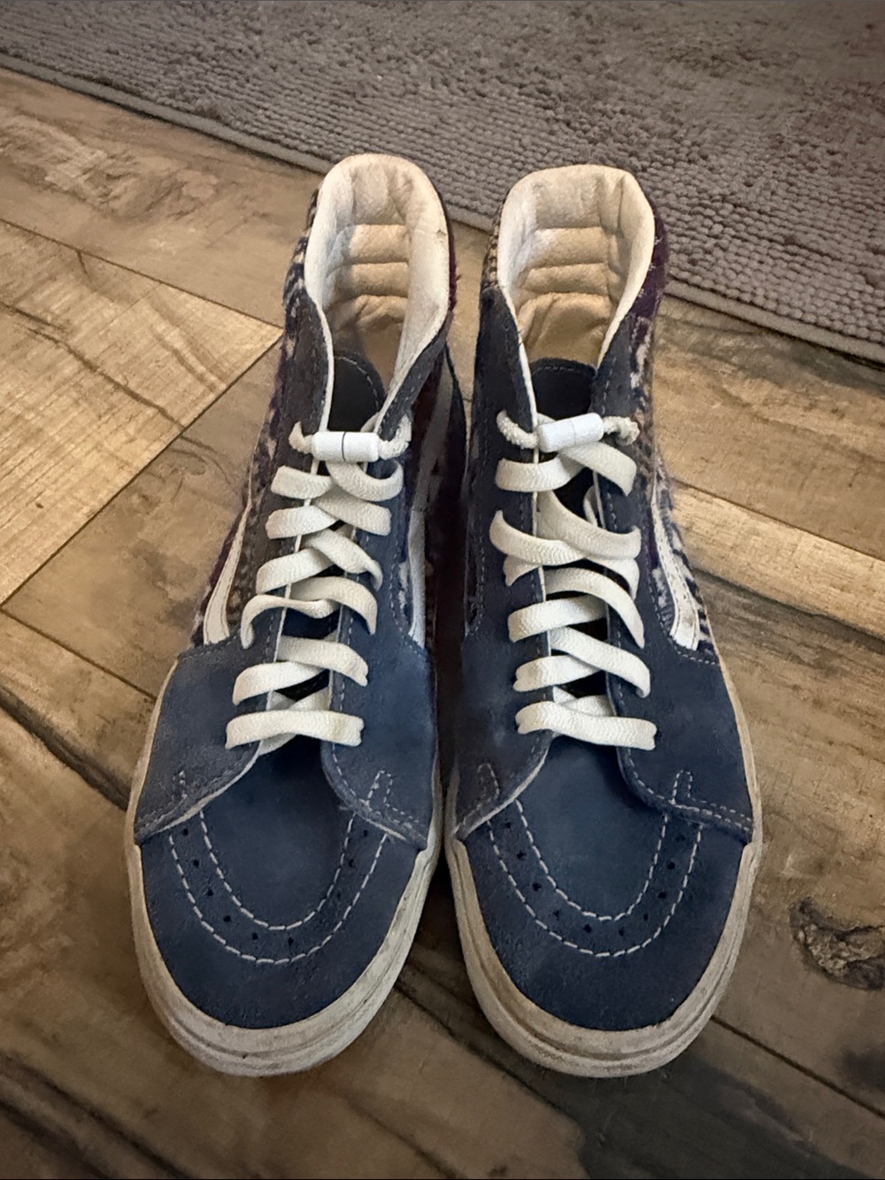 Vans Blue High-Top Canvas Suede Sneakers with White Laces